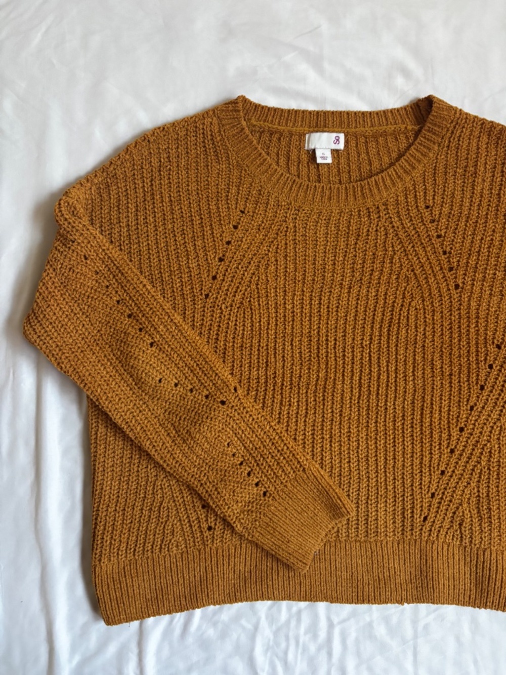 SO (Kohl's) Mustard Yellow Ribbed Crewneck Size S